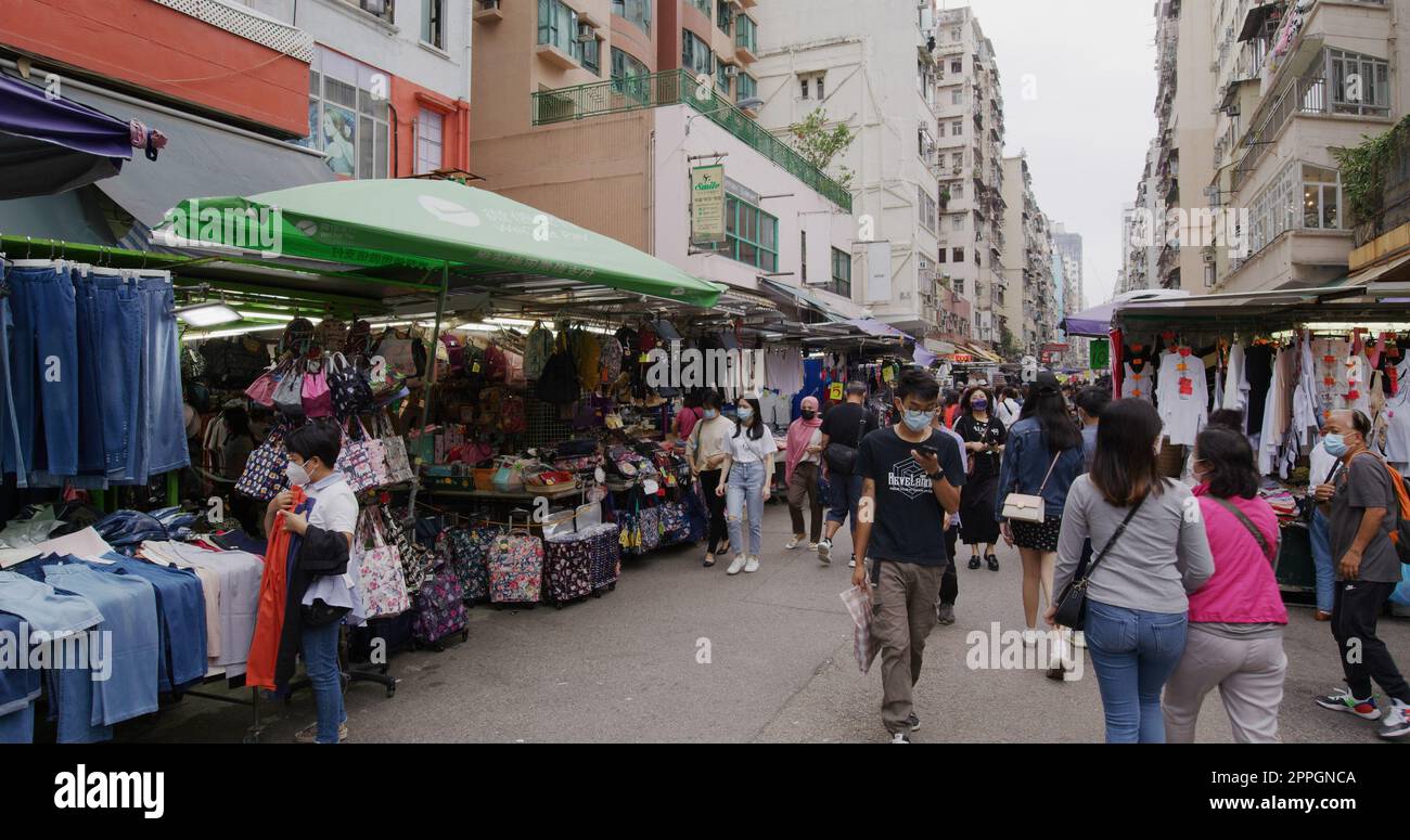 Prince Edward, Hongkong, 21. April 2021: Fa Yuen Street Stockfoto