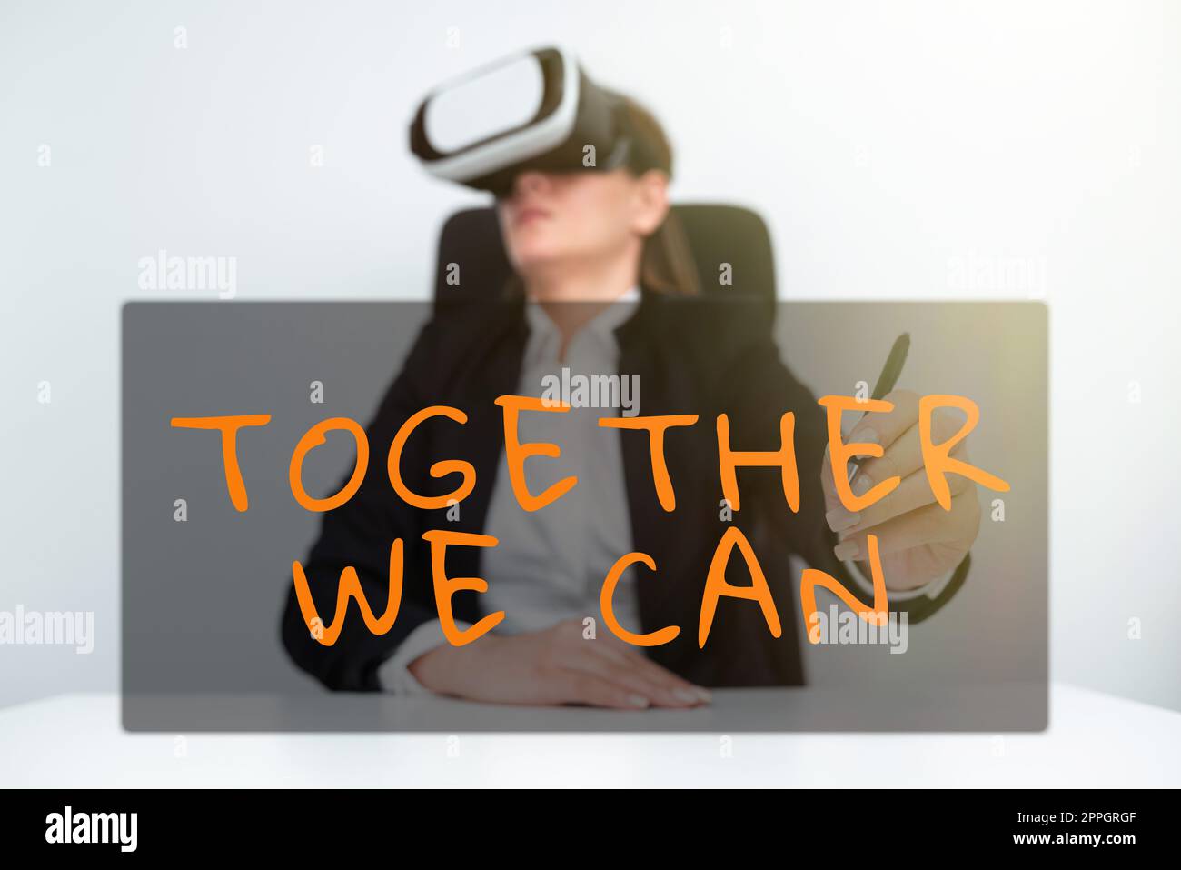 Inspiration, das Schild „We Canunity Can“ zu zeigen, macht alles möglich eine mächtige Gruppe. Business Ideas Unity kann alles möglich machen eine mächtige Gruppe Stockfoto