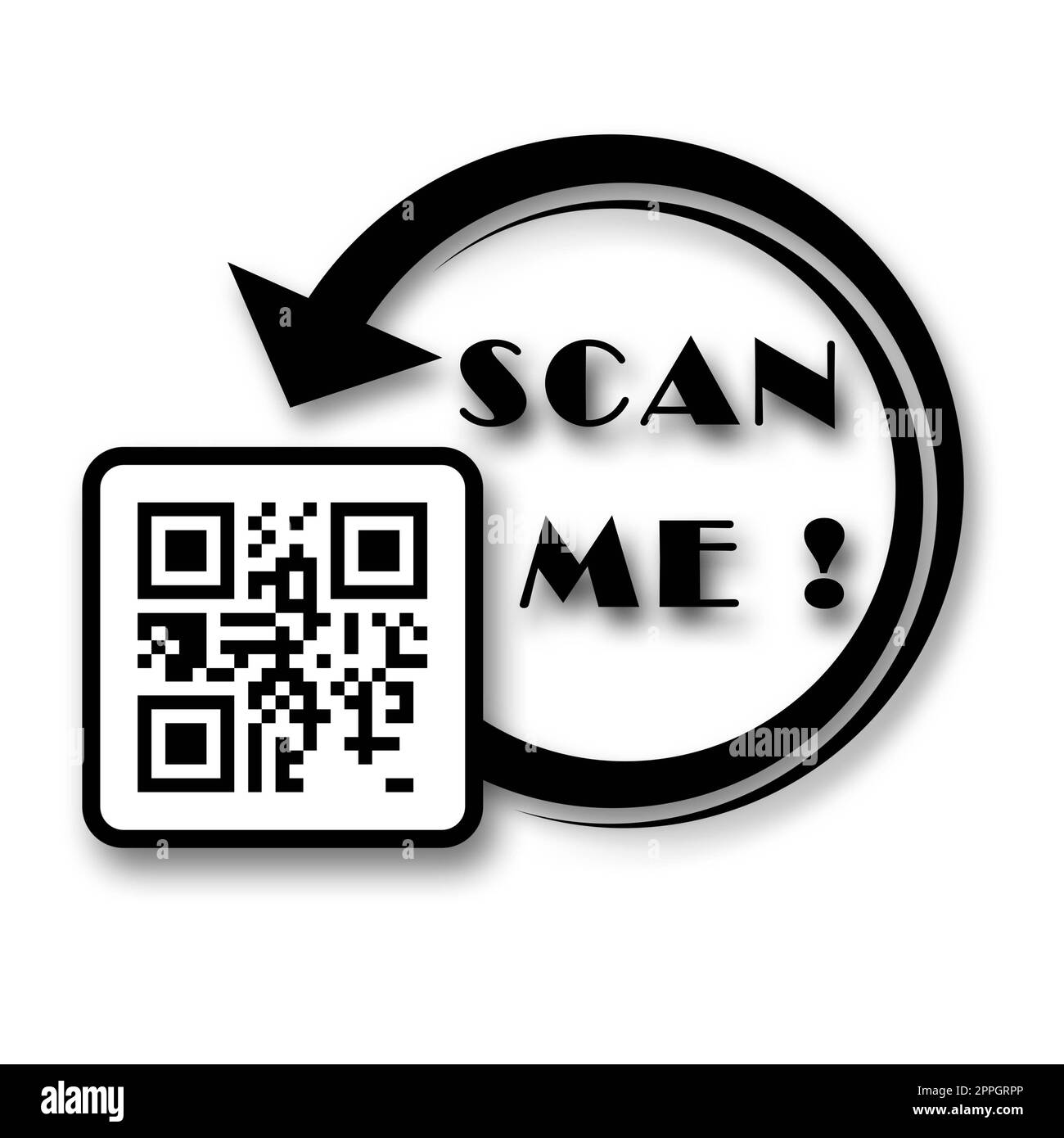 QR-Code – Symbol „Scan me“ für Zahlung – Textübertragung mit Taste „Scan me“ Stockfoto