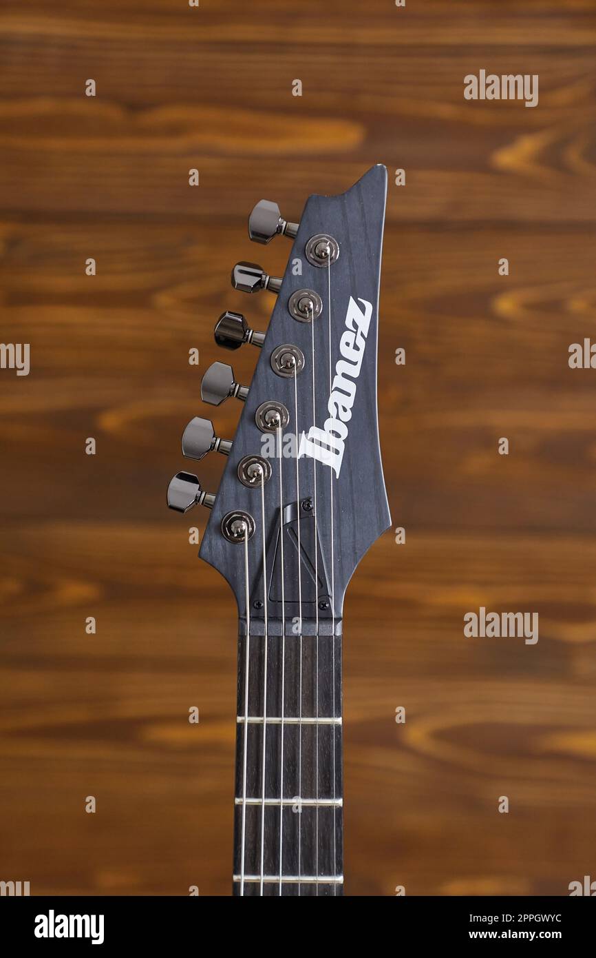 Ibanez E-Gitarre Kopfplatte Stockfoto