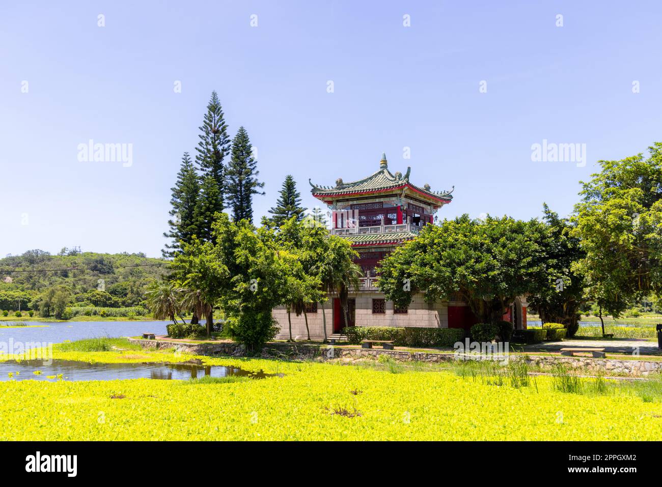 Gugang Tower und Gugang Lake in Kinmen von Taiwan Stockfoto