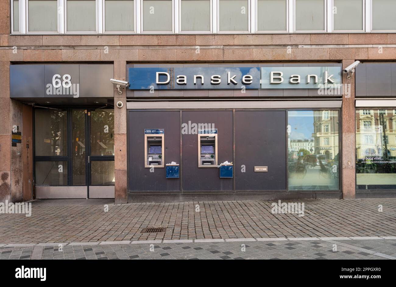 Geldautomaten außerhalb der Danske Bank in Kopenhagen, Dänemark Stockfoto