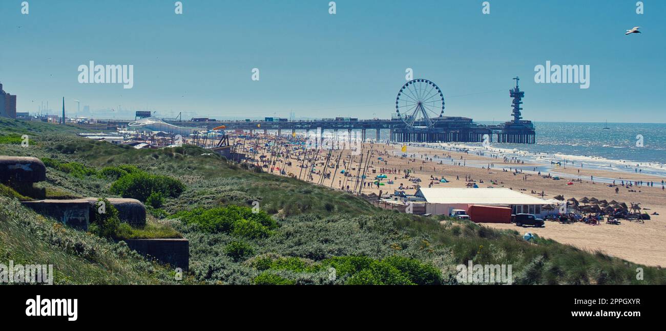 Panoramablick auf das Riesenrad in Scheveningen, Niederlande Stockfoto