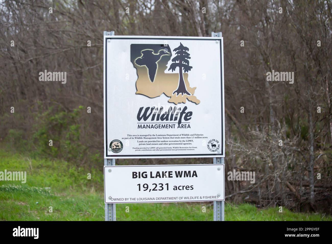 Big Lake WMA-Schild Stockfoto