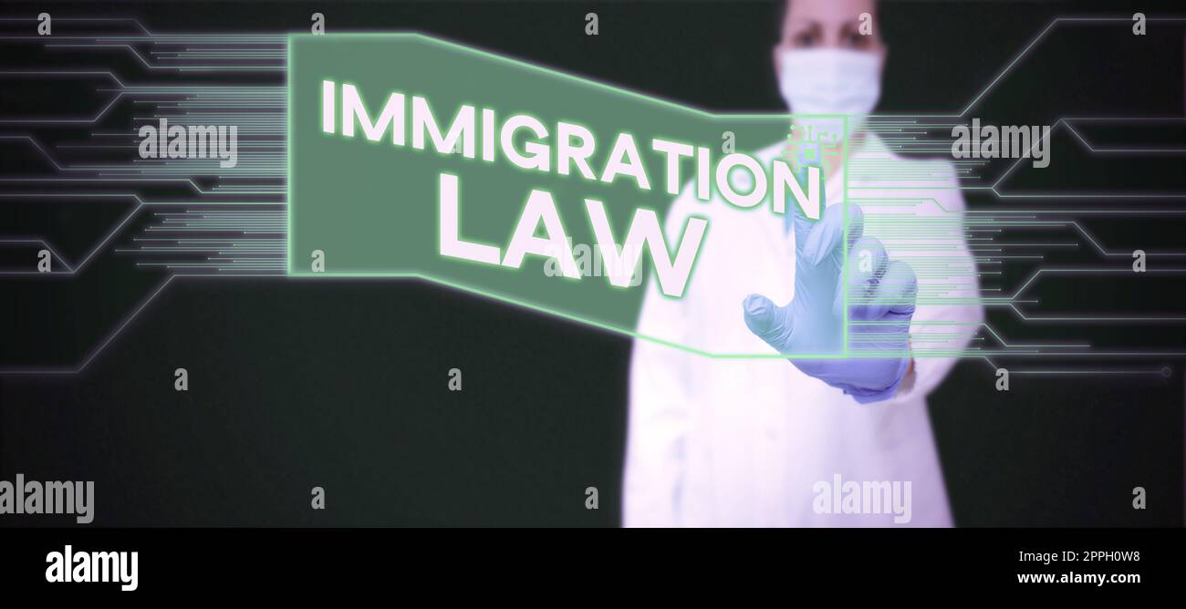 Begrifflicher Titel Einwanderungsgesetz. Unternehmensübersicht nationale Statuten und Präzedenzfälle für die Einwanderung Stockfoto
