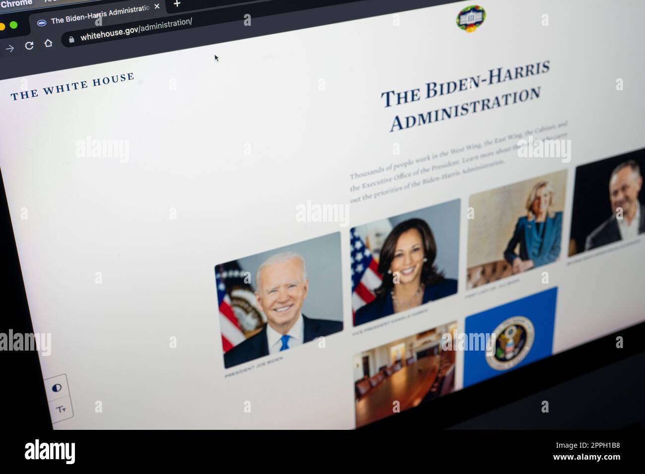 Die Website des Weißen Hauses der USA Stockfoto