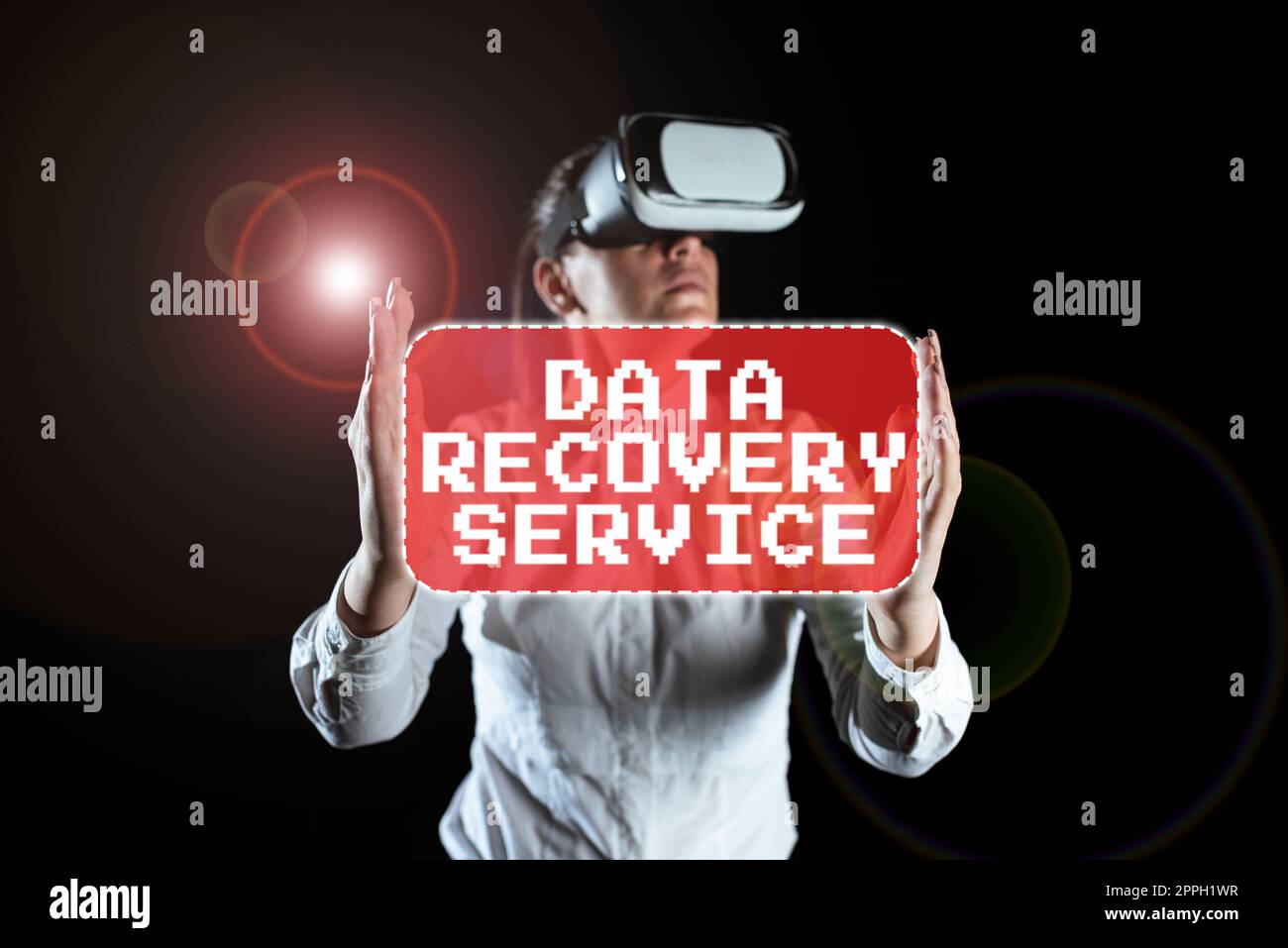 Inspiration mit dem Sign Data Recovery Service. Word für den Prozess des Abrufs nicht zugänglicher oder verlorener Daten Stockfoto