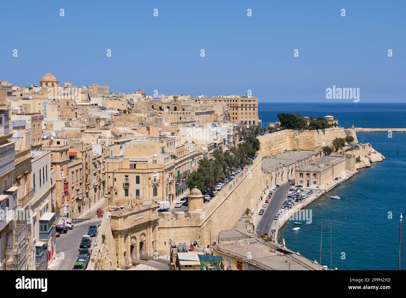 Blick von den Upper Barrakka Gardens - Valletta Stockfoto