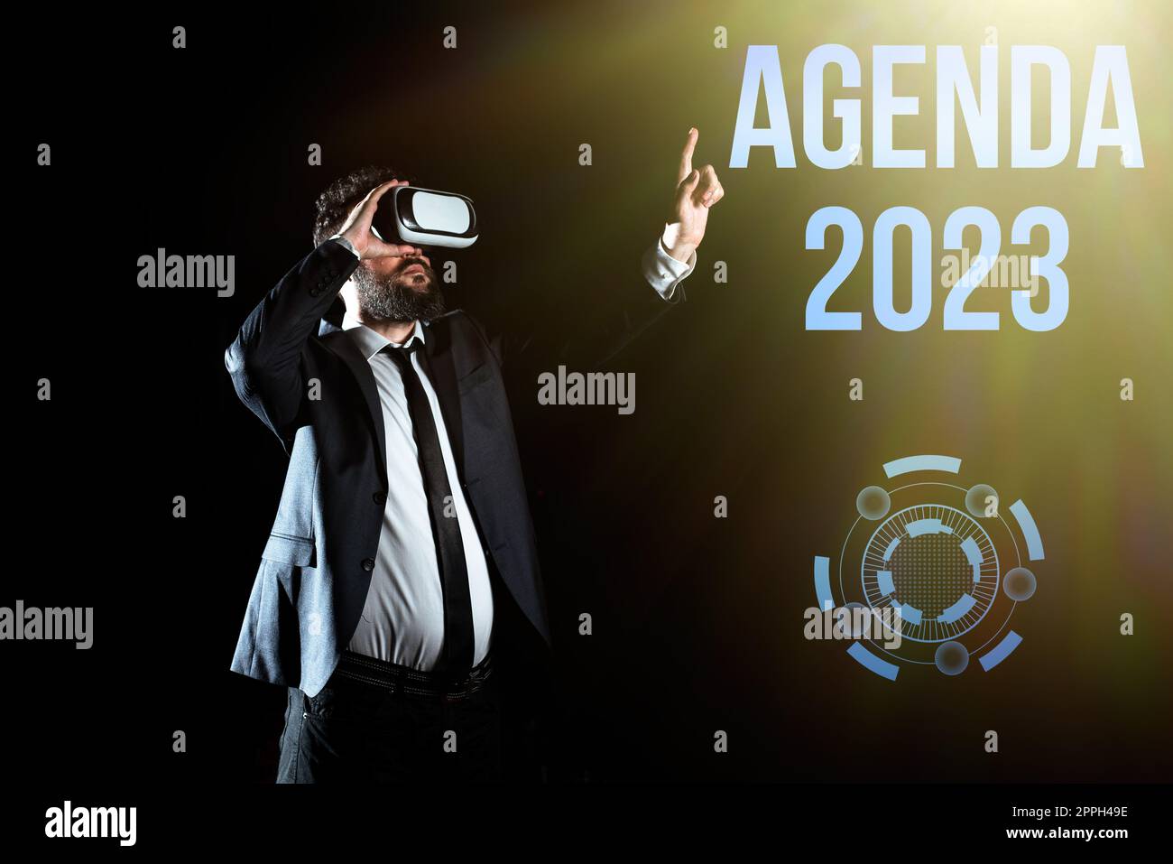 Textunterschrift zur Agenda 2023. Internet-Konzept Liste der Aktivitäten, in der sie aufgenommen werden sollen Stockfoto