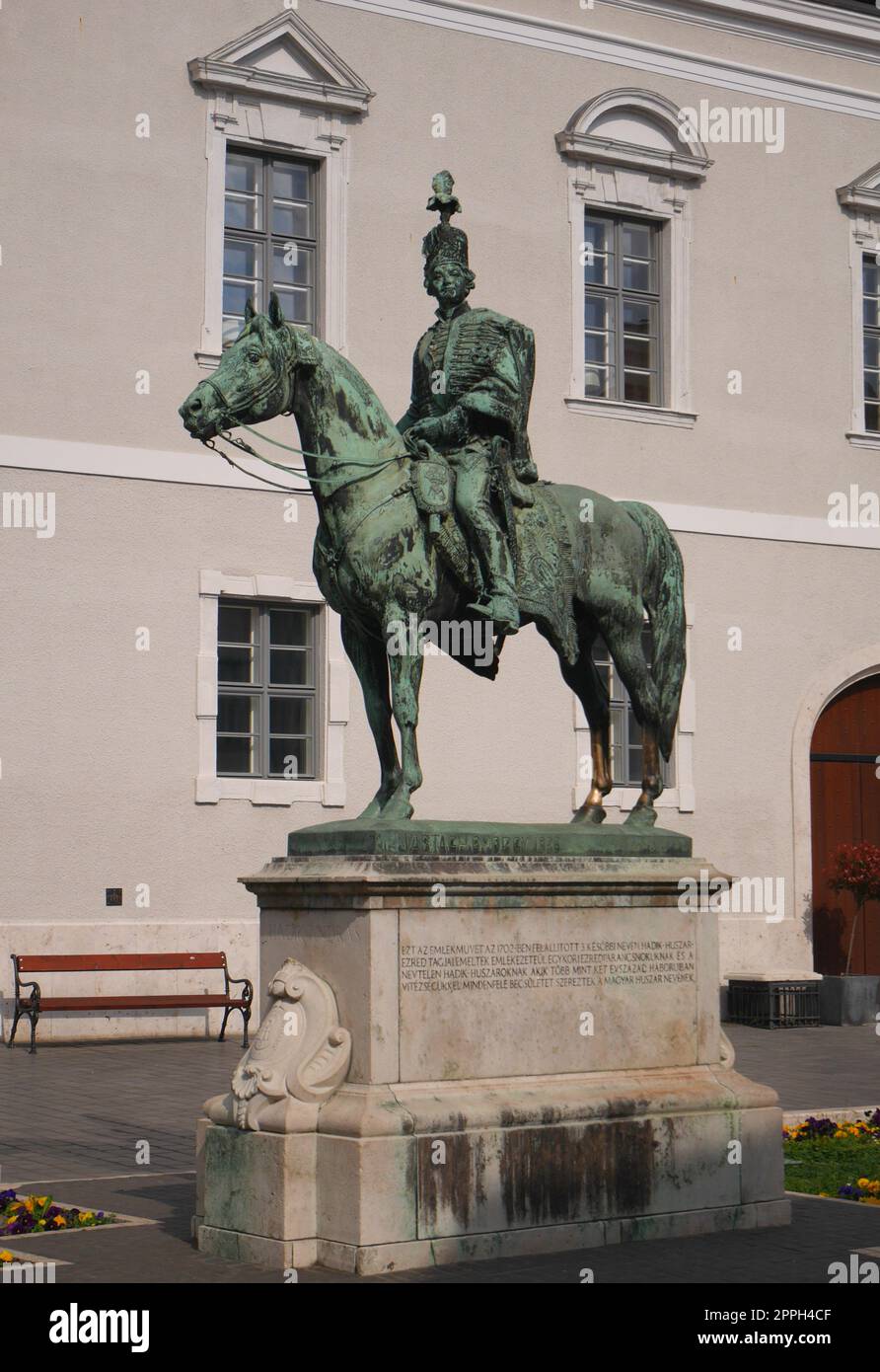Reiterstatue des Hussars, Hadik Andras, Burgviertel, Budapest, Ungarn Stockfoto