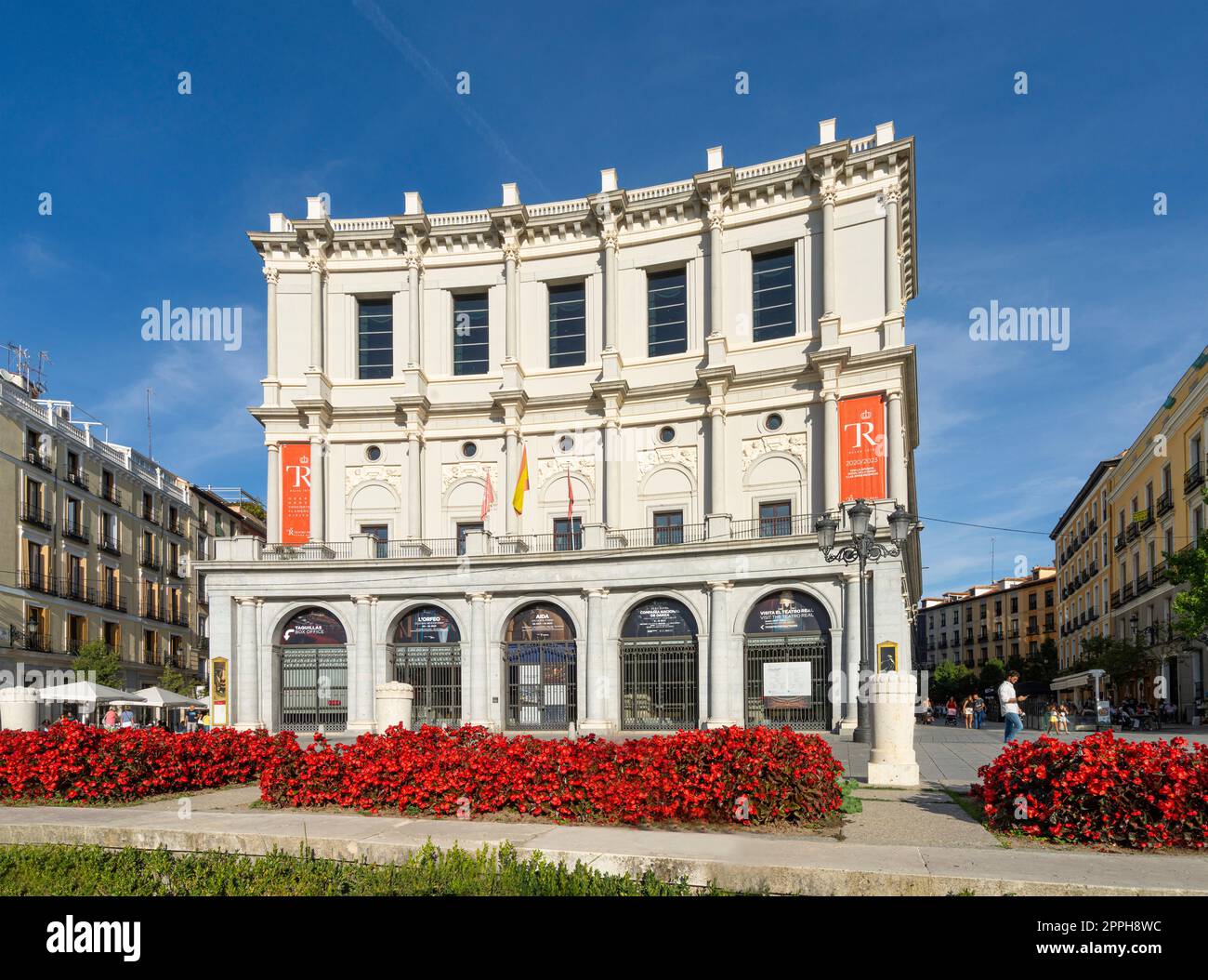 Königliches Theater vom Plaza de OTE in Madrid, Spanien Stockfoto
