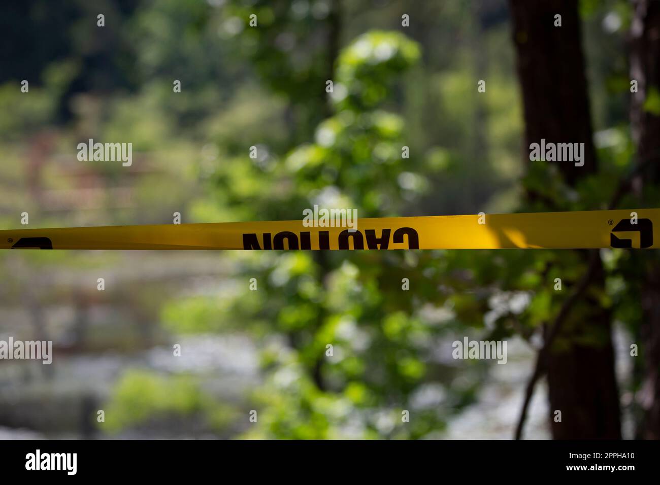 Warnband in der Natur Stockfoto