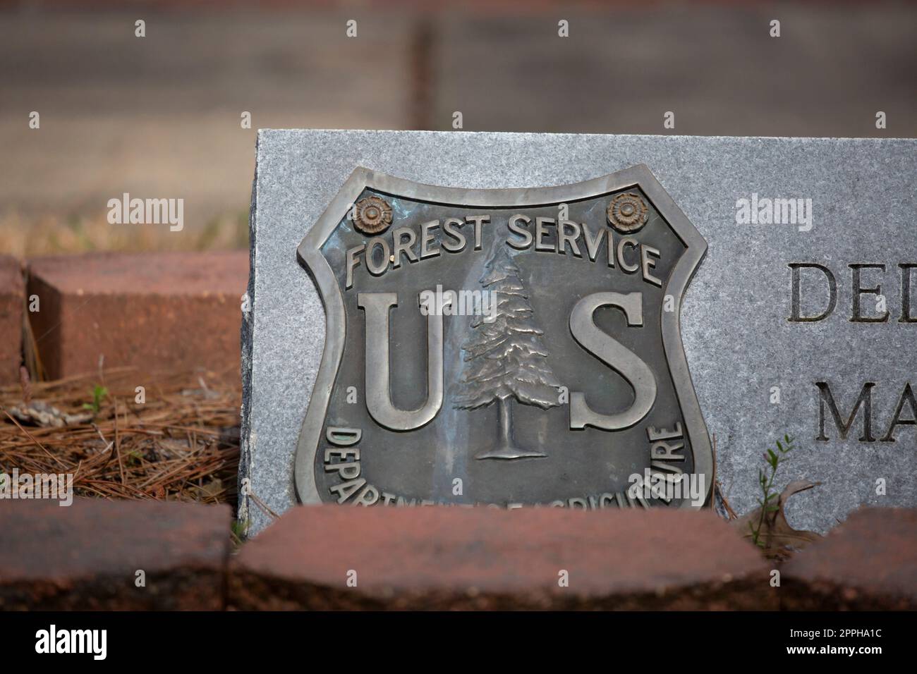 USA Department of Agriculture Forest Service Stone Marker Stockfoto