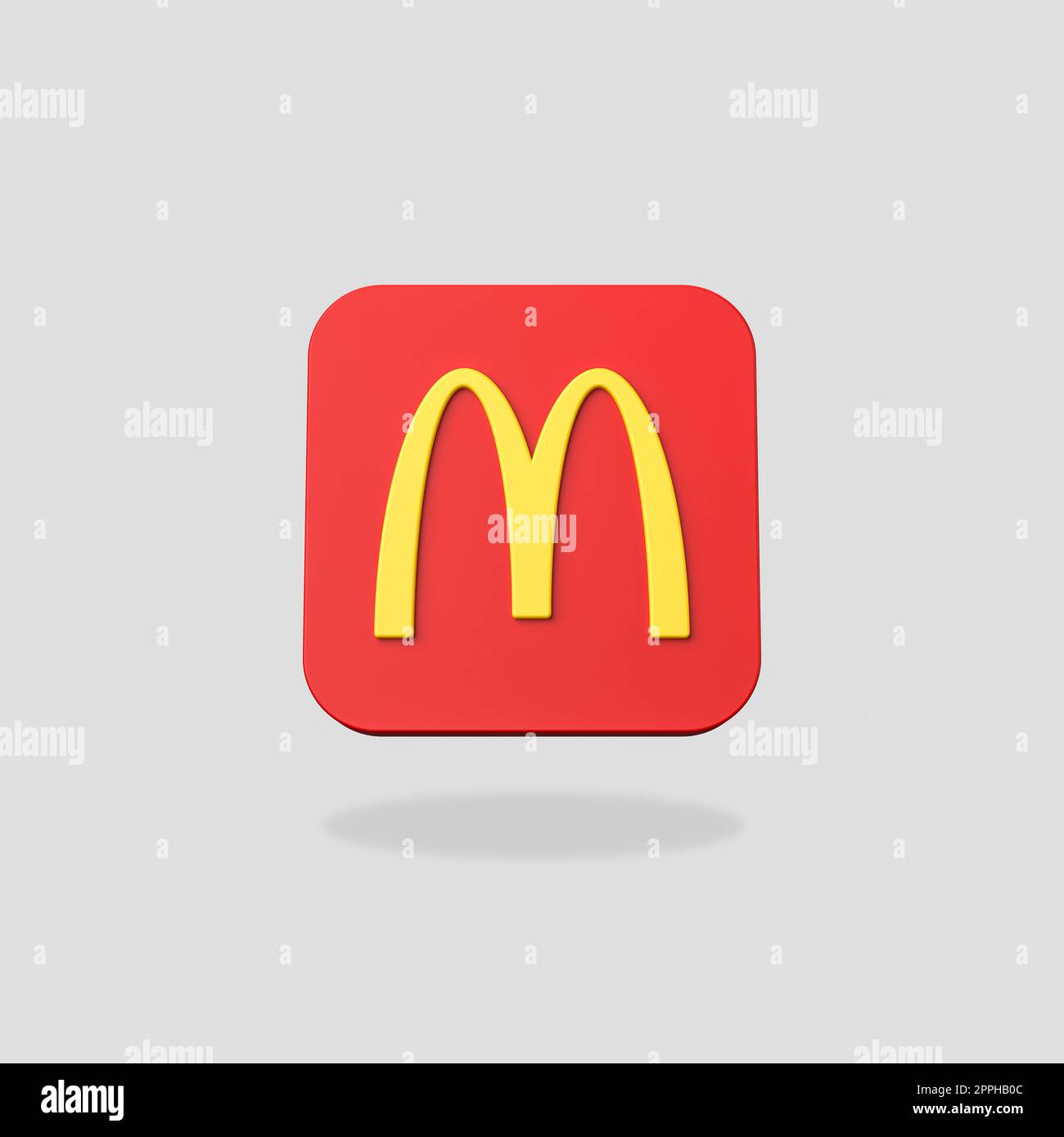 McDonalds-Logo auf flachem grauem Hintergrund Stockfoto