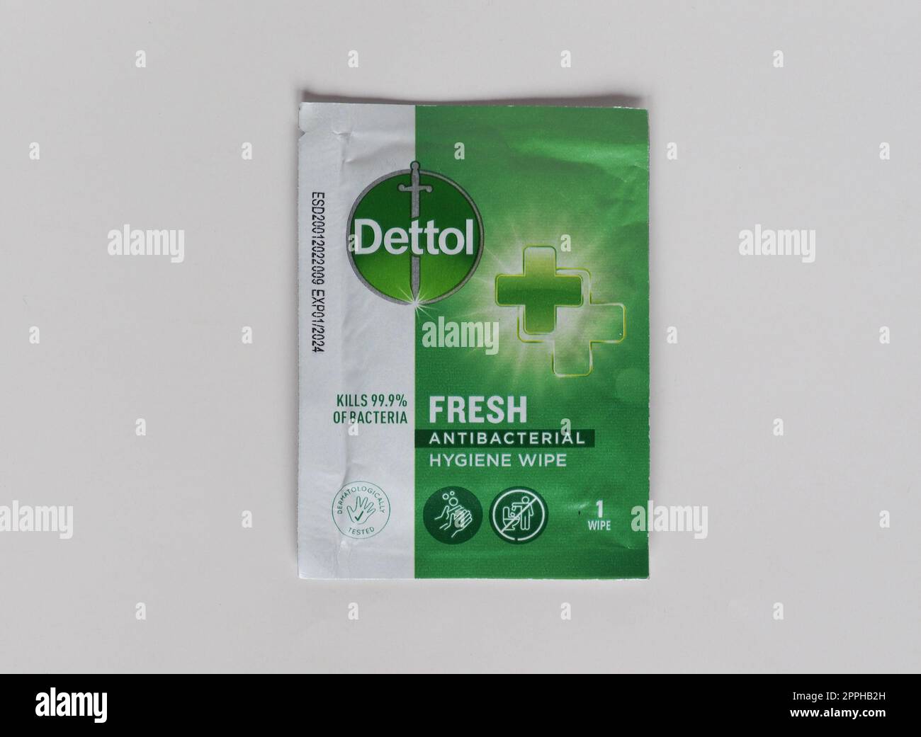Dettol Fresh antibakterielles Hygienetuch Stockfoto