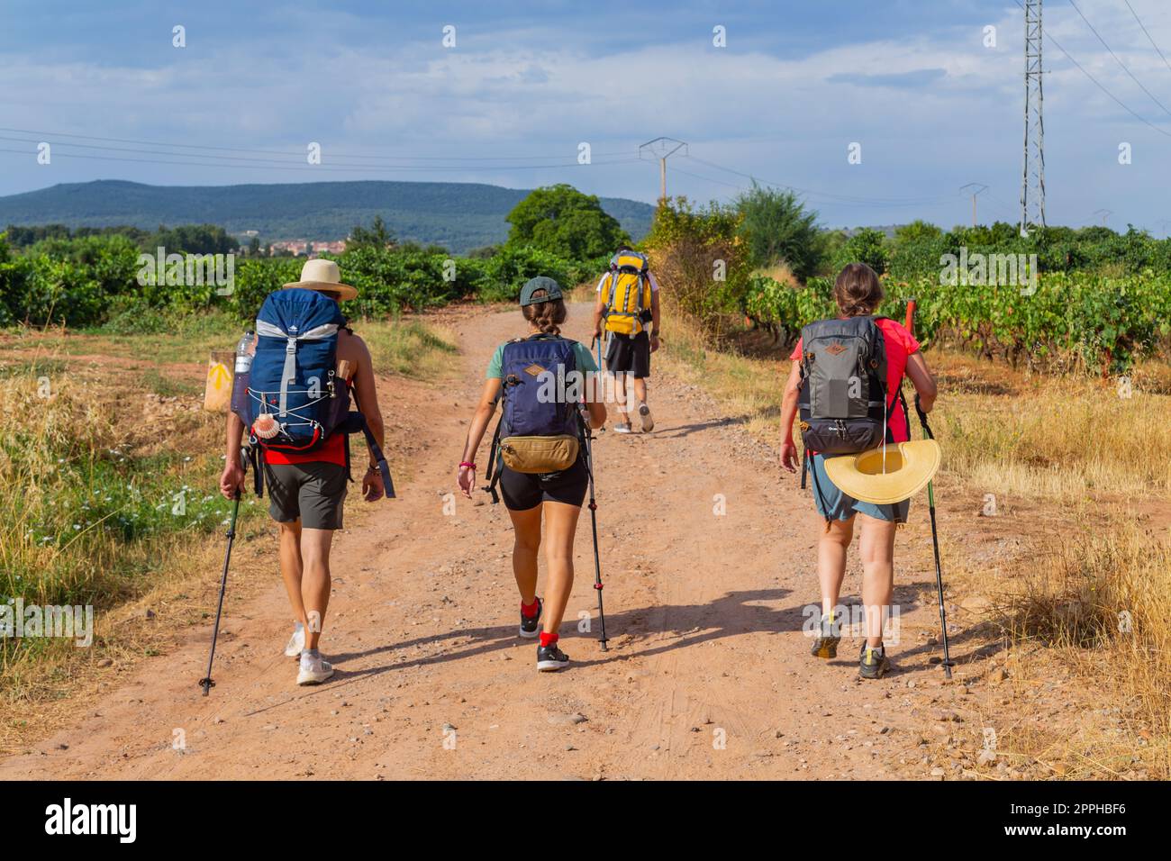 Pilger gehen am Camino de Santiago entlang Stockfoto