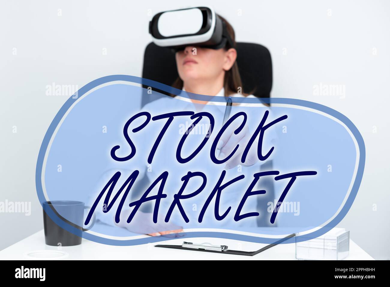 Handschriftschild Stock Market. Geschäftsidee bestimmter Markt, in dem Aktien und Anleihen gehandelt oder ausgekauft werden Stockfoto