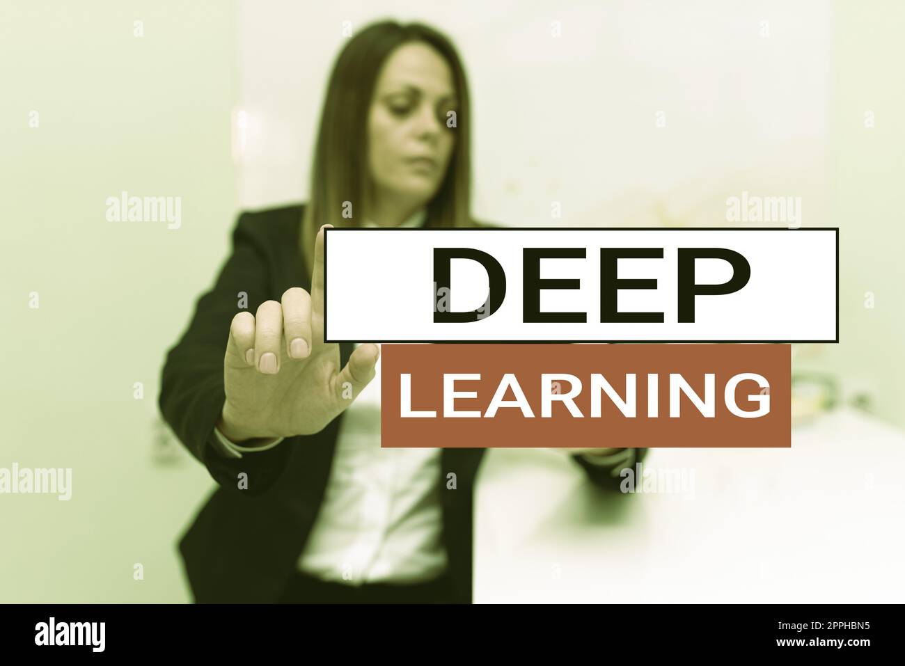 Schild mit Deep Learning. Konzeptuelles Foto hierarchische Abstraktionen Künstliche Intelligenz Algorithmus Stockfoto