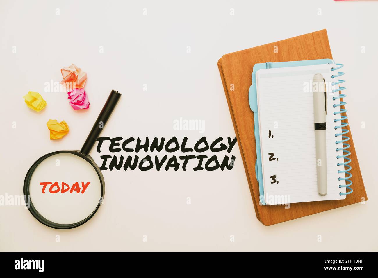 Handschrift Text Technologie Innovation. Wort geschrieben auf fortgeschrittenen netzverbundenen Geräten eine kreative Technik Stockfoto
