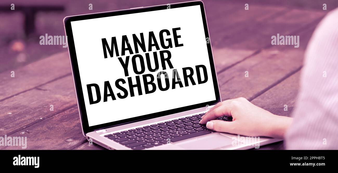 Signieren Sie, und zeigen Sie „Dashboard verwalten“ an. Business Concept Web Landing Page zur Verwaltung des Workflow-Managements von Geschäftsprozessen Stockfoto