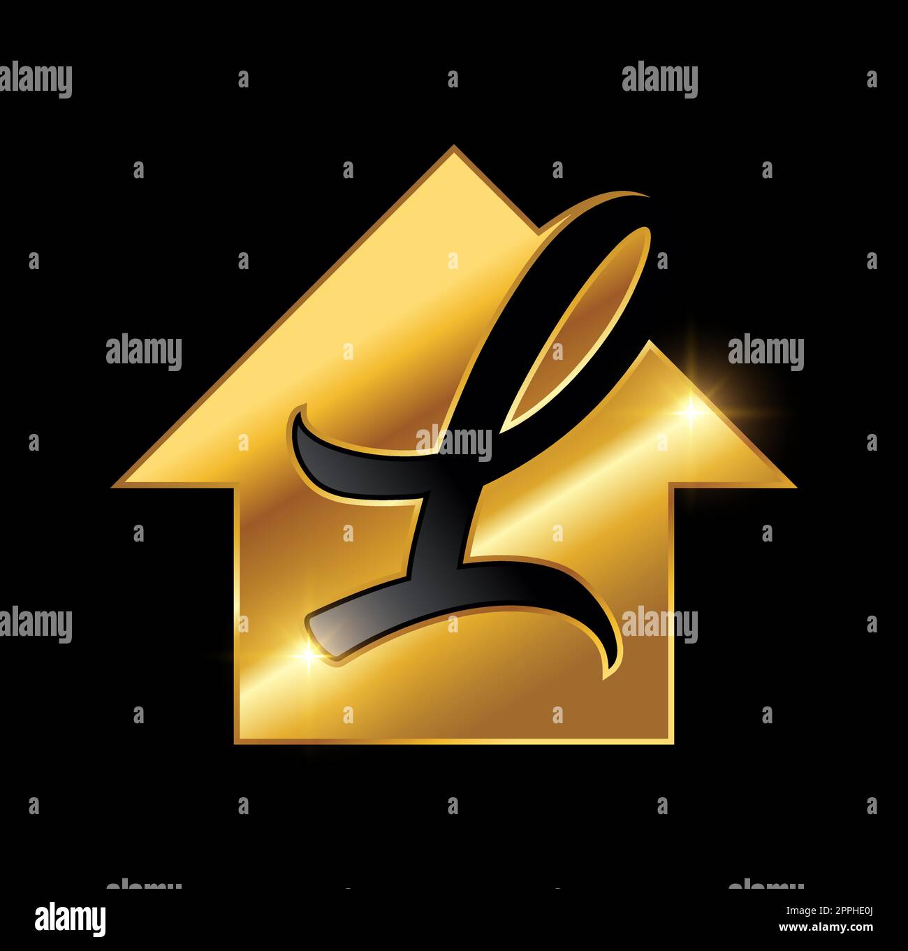 Golden Home Monogramm Logo Anfangsbuchstabe L Stock Vektor