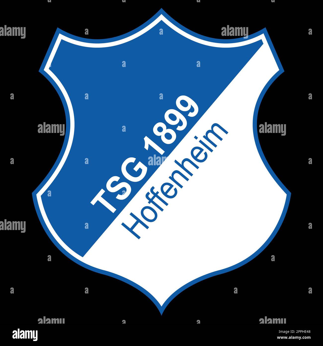 Frankfurt am Main – 10.23.2022 Logo des deutschen Fußballvereins Hoffenheim. Vektorbild. Stockfoto