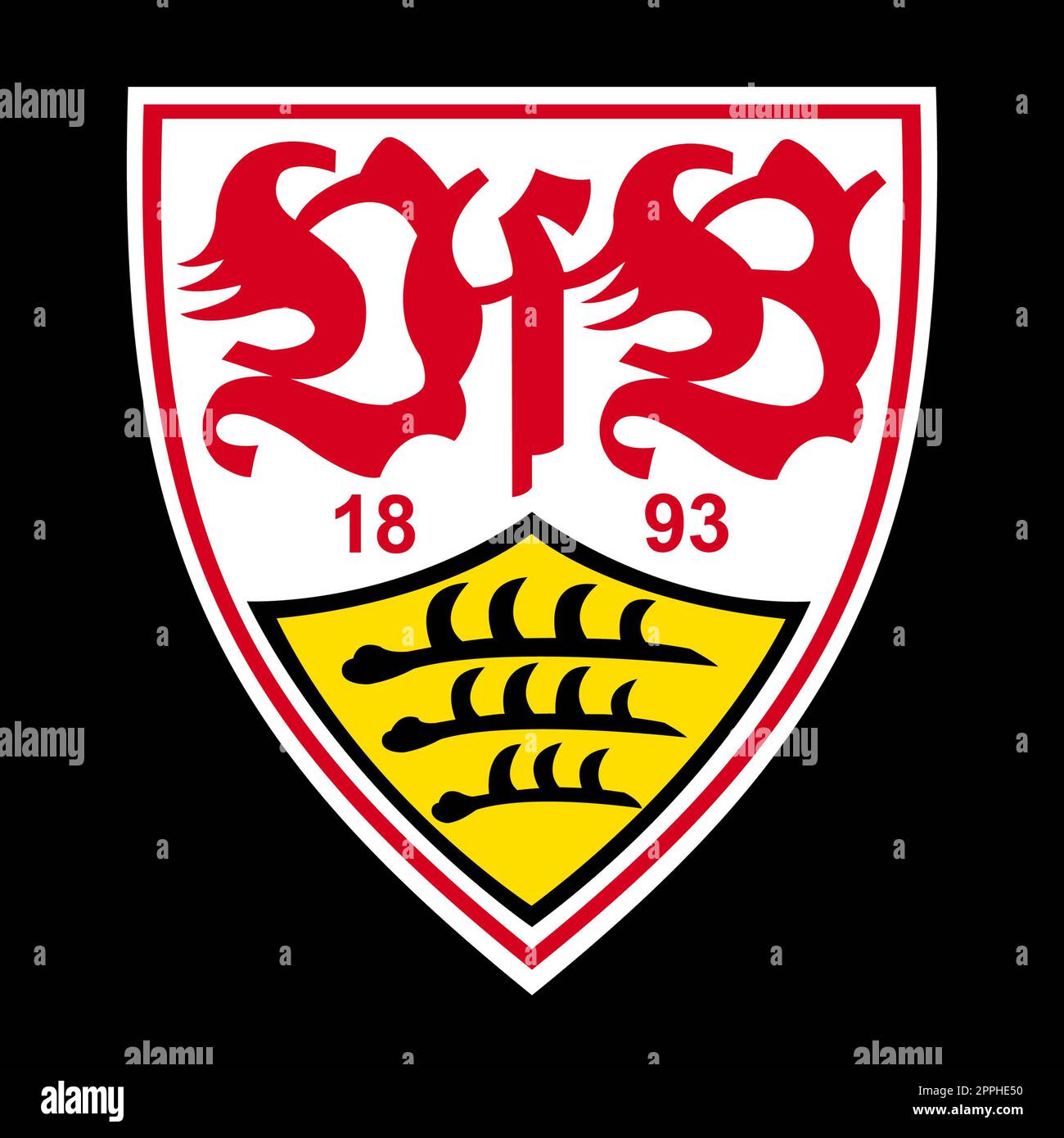 Frankfurt am Main – 10.23.2022 Logo des deutschen Fußballvereins Stuttgart. Vektorbild. Stockfoto
