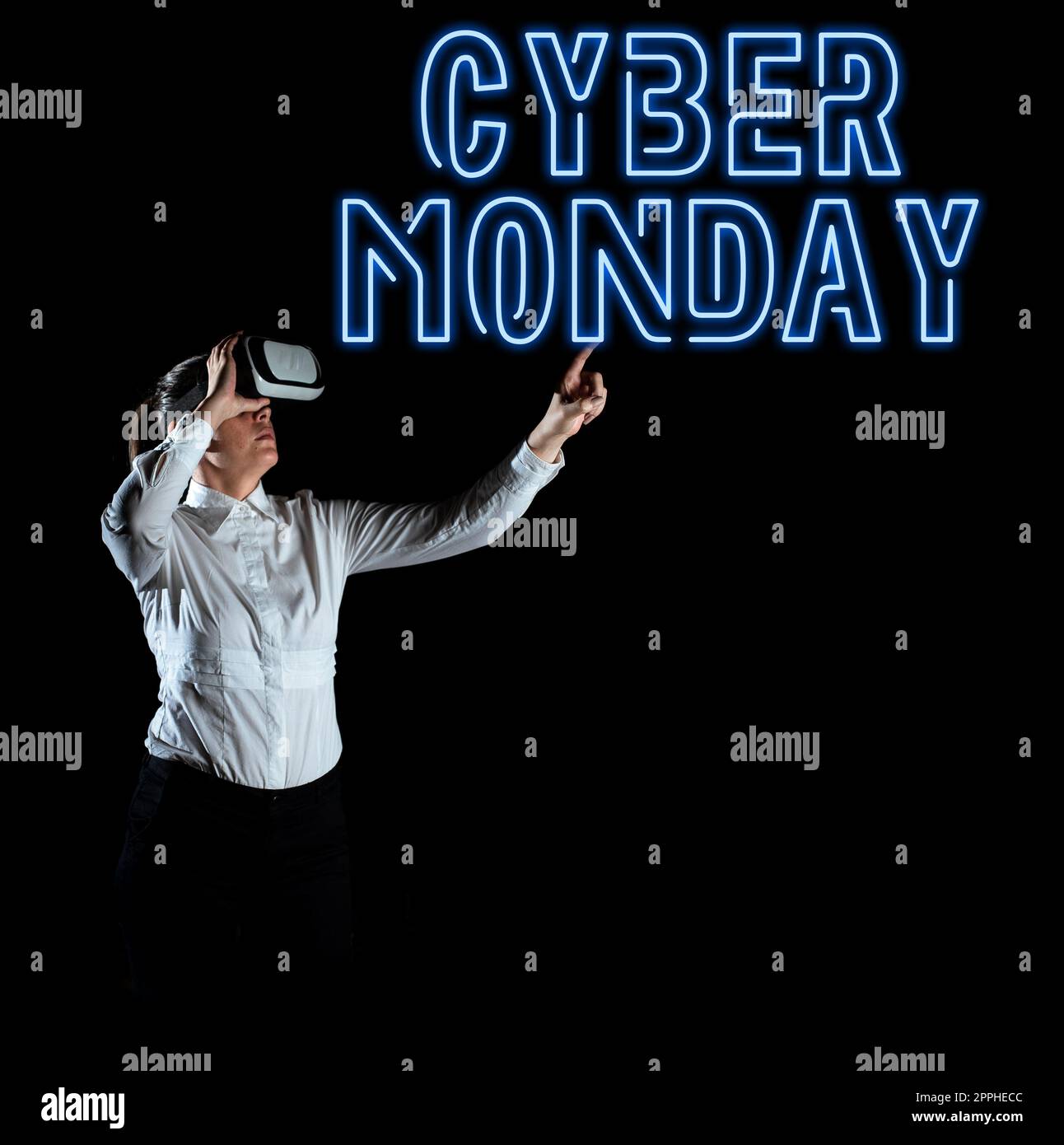 Handschriftschild Cyber Monday. Business-Ansatz ein Tag, an dem E-Commerce-Websites bieten ein besonderes Angebot für Käufer Stockfoto