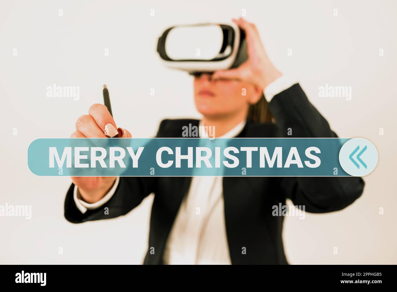 Konzeptionelle Anzeige Frohe Weihnachten. Konzeptfoto-Jahrestradition zur Feier der Geburt Jesu Christi Stockfoto