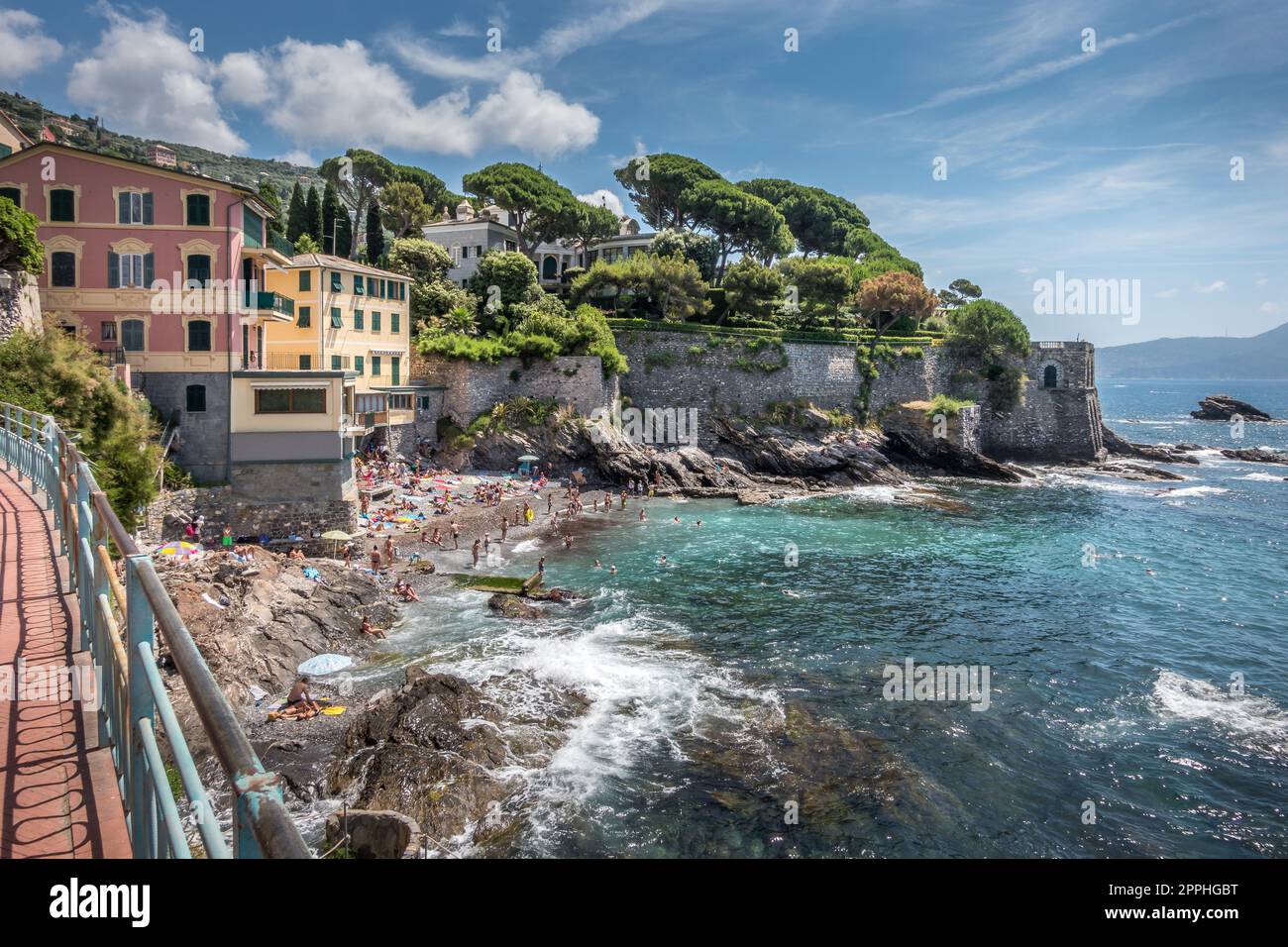 Die Promenade von Nervi in Genua, Italien. Stockfoto