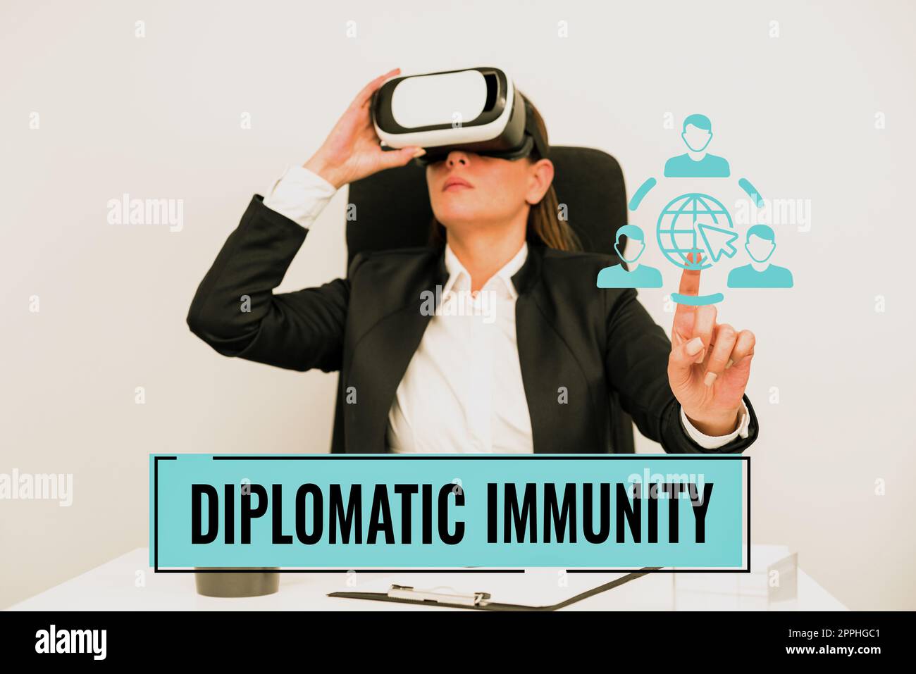 Inspiration mit Zeichen der diplomatischen Immunität. Internet-Konzeptgesetz, das ausländischen Diplomaten besondere Rechte in dem Land gibt, in dem sie arbeiten Stockfoto