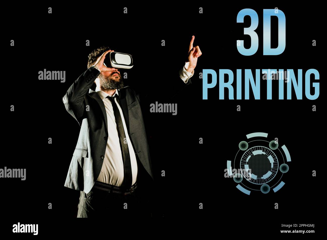 Inspiration mit Schild 3D-Druck. Ein Wort über die Herstellung eines physischen Objekts aus einem dreidimensionalen digitalen Modell Stockfoto