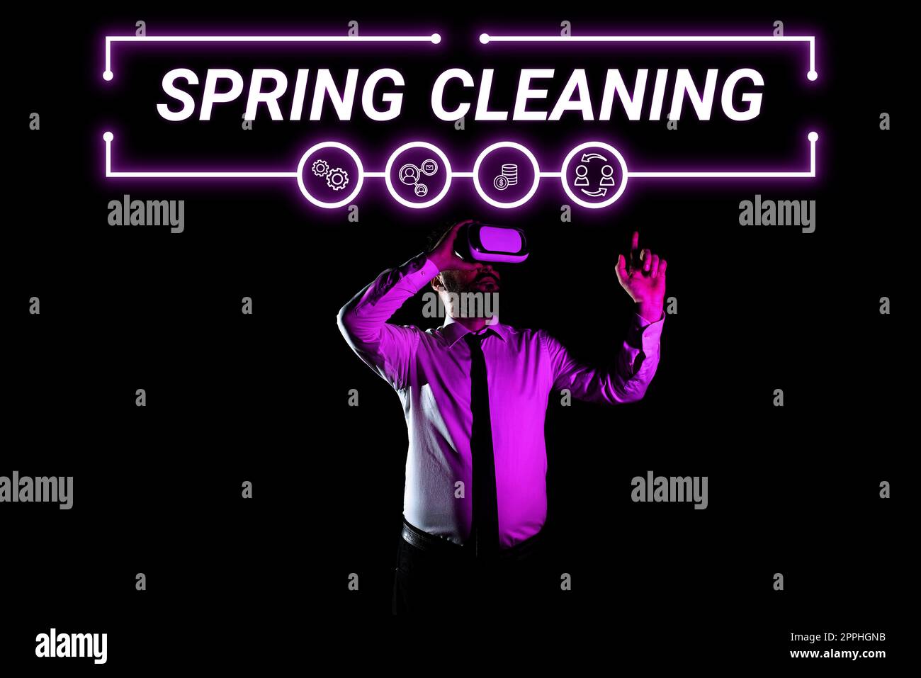 Schild mit der Aufschrift Frühjahrsputz. Internet-Konzeptpraxis einer gründlichen Hausreinigung im Frühling Stockfoto