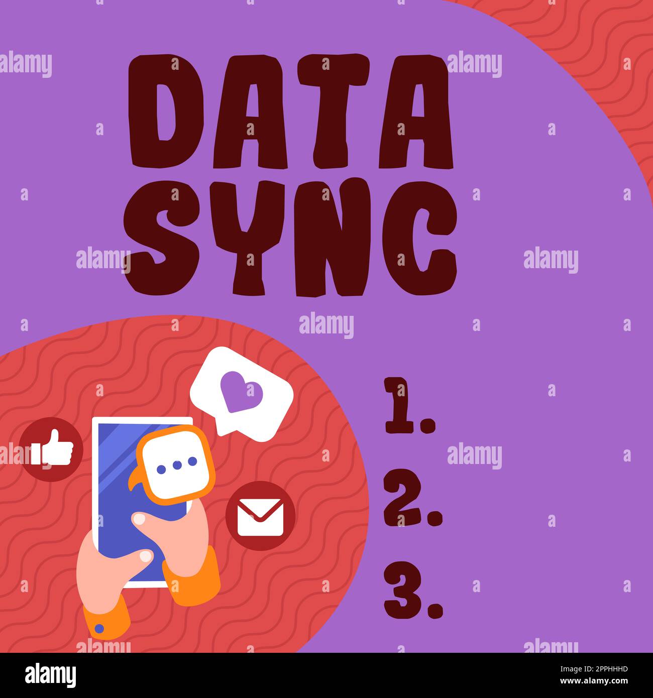 Inspiration mit Sign Data Sync. Geschäftsübersichtsdaten, die kontinuierlich von verschiedenen Quellen generiert werden Stockfoto