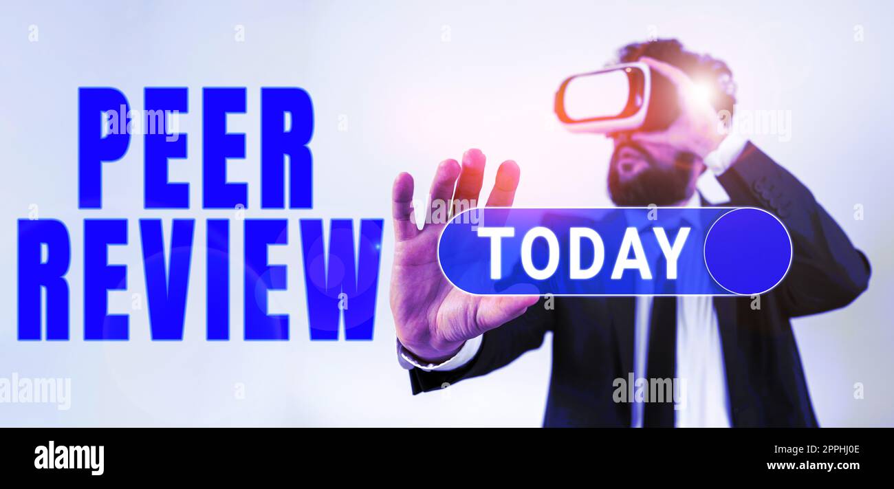 Konzeptionelle Beschriftung Peer Review. Geschäftsansatz, um friedlich zufrieden mit Dingen zu sein, die Sie getan und erreicht haben Stockfoto