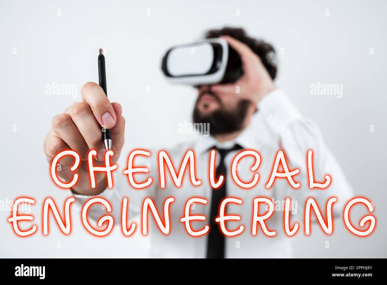 Textsymbol für Chemietechnik. Internet-Konzept entwickelt Dinge, die sich mit der industriellen Anwendung der Chemie befassen Stockfoto
