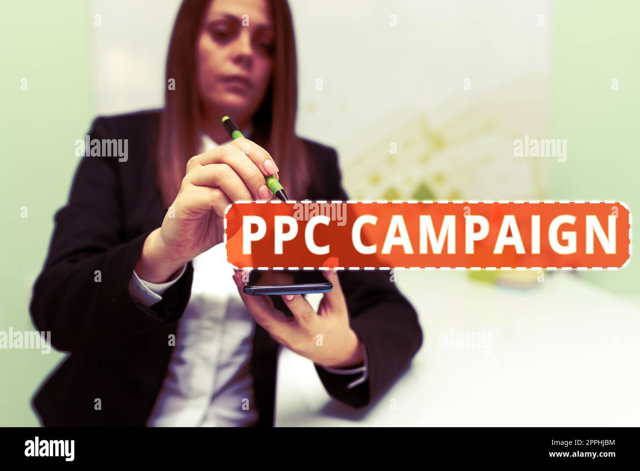 Konzeptionelle Überschrift PPC-Kampagne. Business Idea nutzt PPC, um ihre Produkte und Dienstleistungen zu bewerben Stockfoto