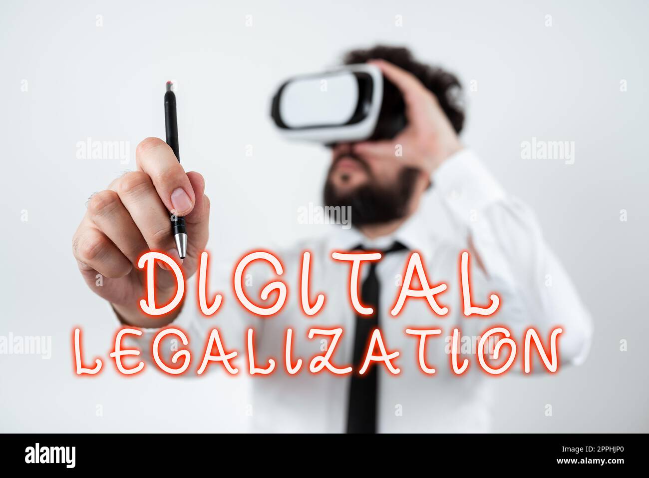 Schreiben von Textanzeigen Digitale Legalisierung. Wort, das mit Technologie oder Unterrichtspraxis geschrieben wurde Stockfoto