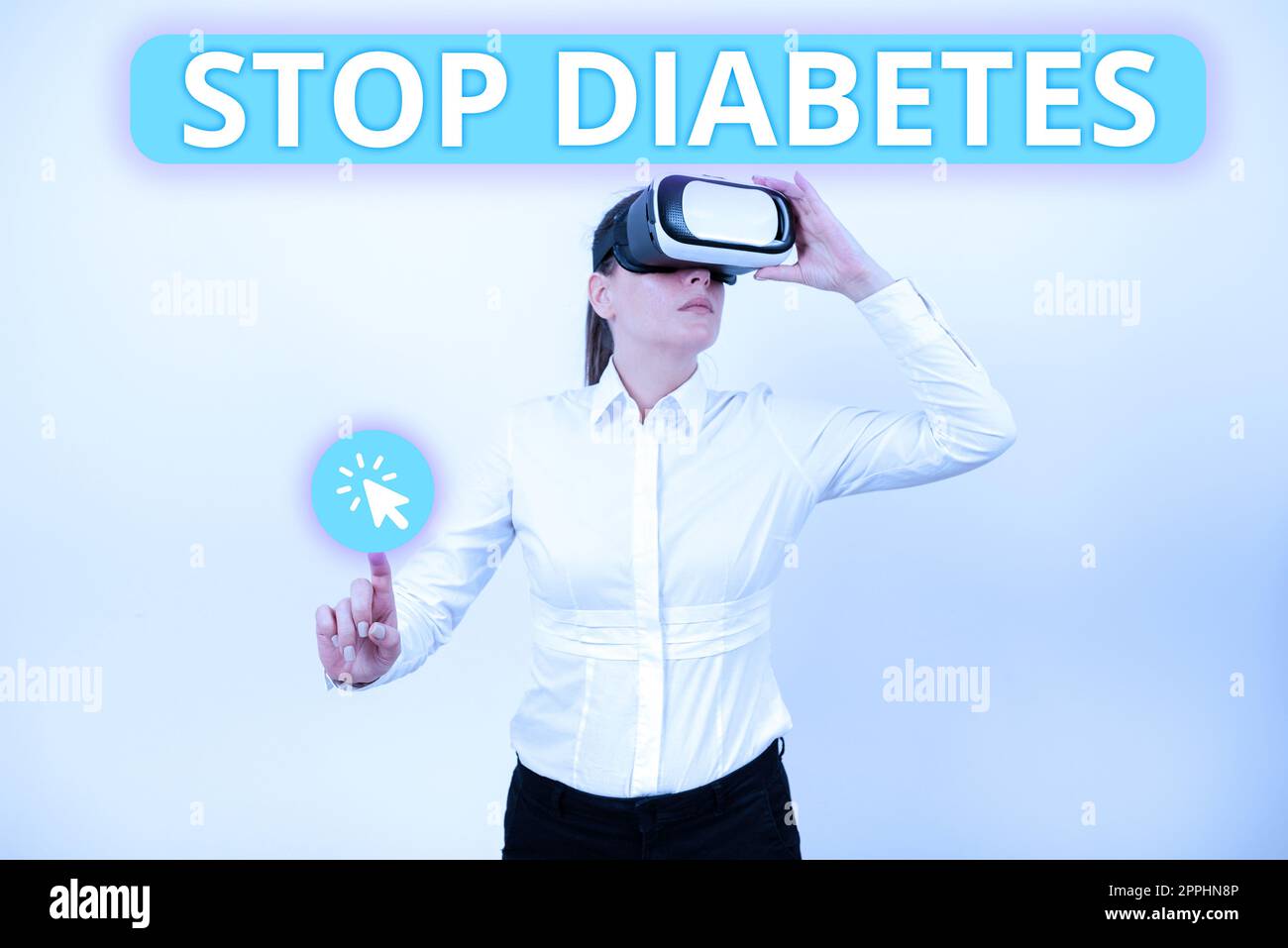 Inspiration mit dem Zeichen „Stop Diabetes“, Wort für „Blutzucker im Blut“ ist höher als normal