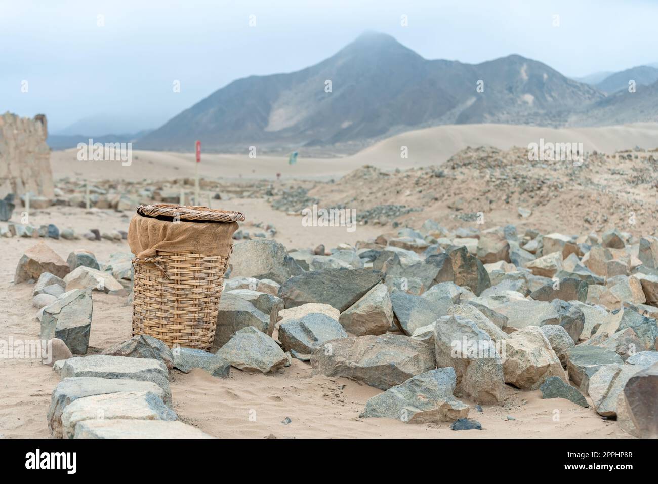 Archäologische Stätte der Karalzivilisation in Peru im Supe-Tal, von der UNESCO zum Kulturerbe der Menschheit erklärt Stockfoto