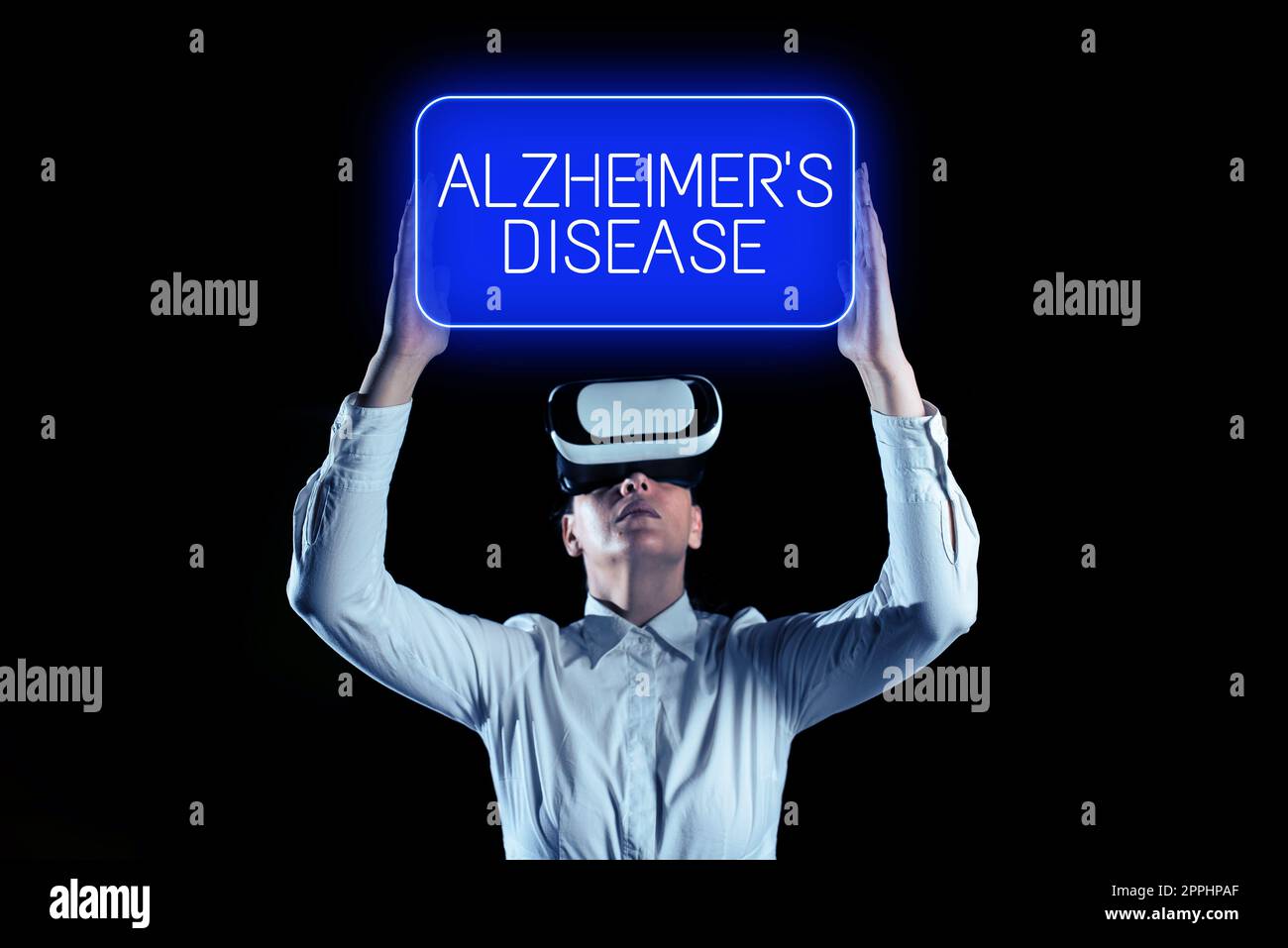 Schriftstellertext Alzheimer-Krankheit. Begriff bedeutet fortgeschrittene psychische Verschlechterung, die im Alter auftritt Stockfoto