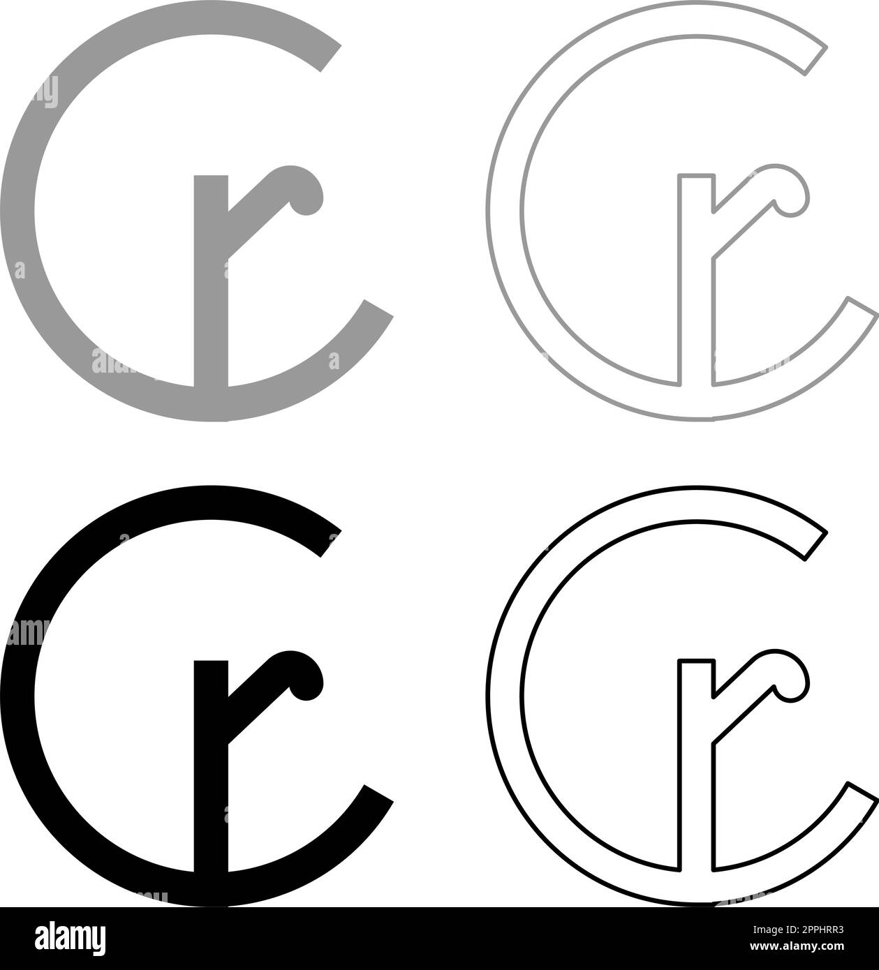 Symbol Cruzeiro Währungszeichen brasilianisches Geldset Symbol grau schwarze Farbe Vektor Illustration Bild durchgehende Kontur Kontur Linie dünn flach Stock Vektor