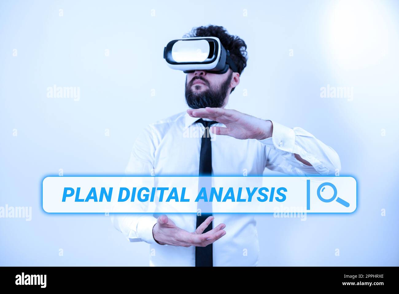 Schild zeigt Plan Digital Analysis an. Konzeptbedeutungsanalyse qualitativer und quantitativer digitaler Daten Stockfoto