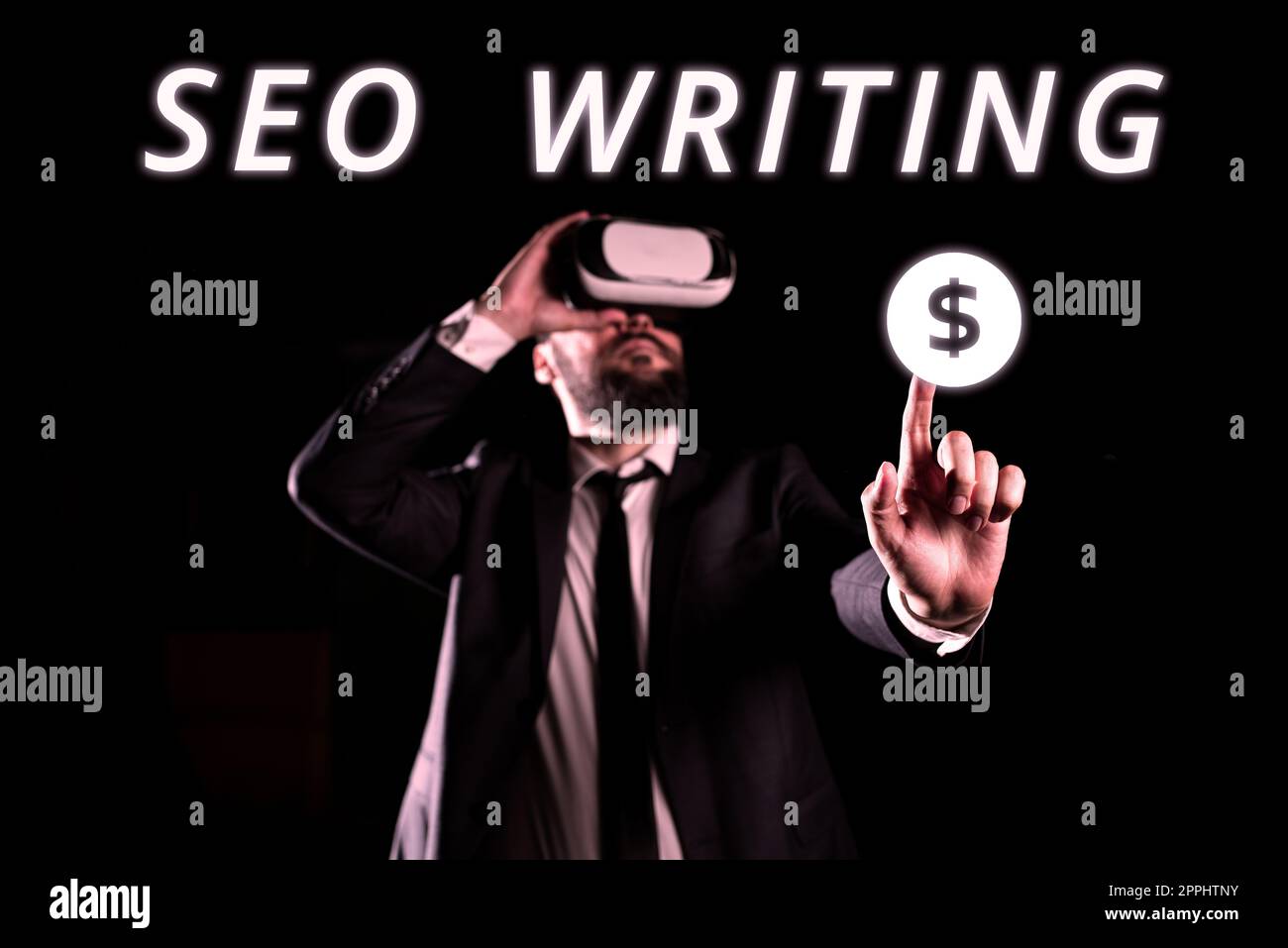 Konzeptionelle Darstellung Seo Writing. Business Showcase, das die Aufmerksamkeit der Suchmaschinen mit einem bestimmten Wort weckt Stockfoto