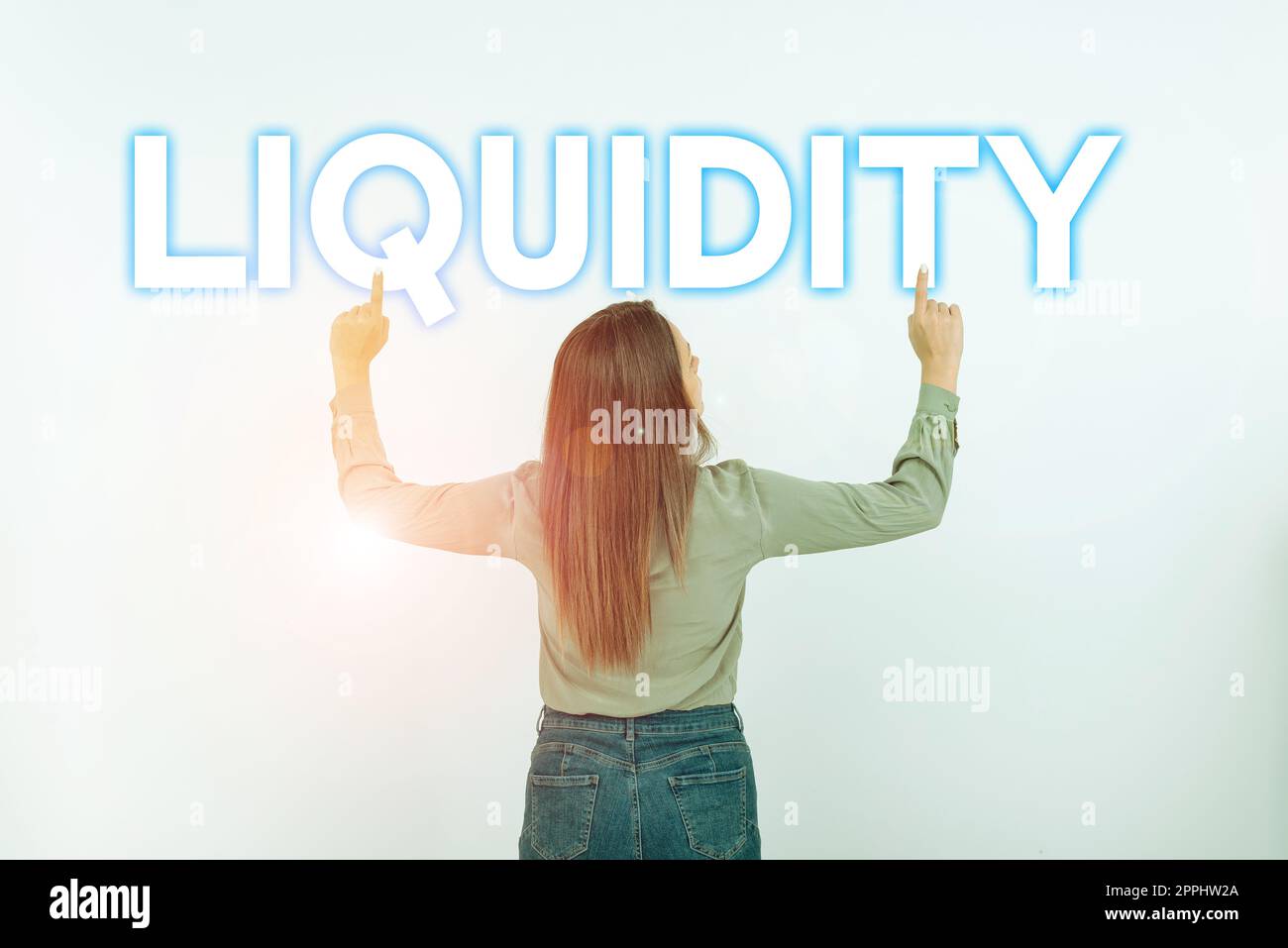 Inspiration zeigt Liquidität. Business Showcase Bargeld und Banksalden Marktliquidität Stundungsaktien Stockfoto