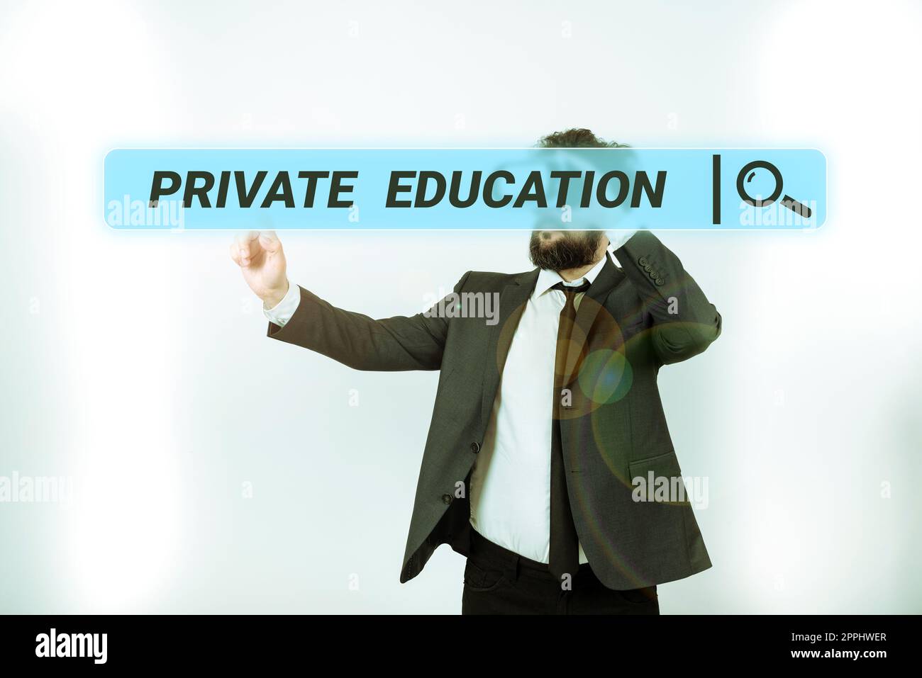 Inspiration mit Schild Private Education. Konzept, das Zugehörigkeit für bestimmte Personen oder Gruppen bedeutet Stockfoto
