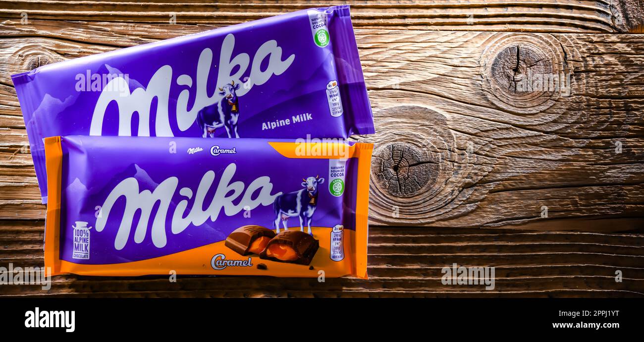 Gemischte Milka-Schokolade Stockfoto