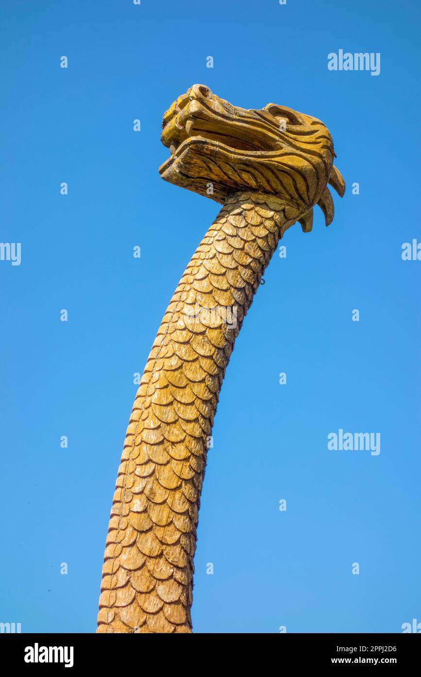 Hölzernen Drachenkopf Stockfoto