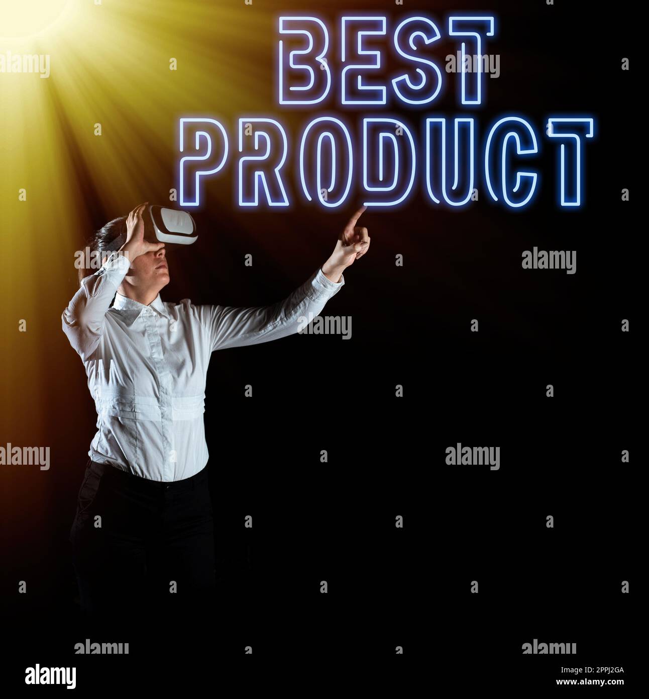 Konzeptunterschrift Bestes Produkt. Wort für ein bestimmtes gut, das in seiner Vielfalt sehr geschätzt wird Stockfoto