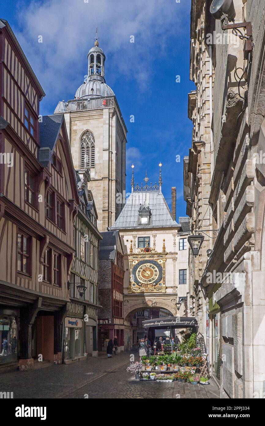 Frankreich, Rouen - Der Uhrenturm Stockfoto